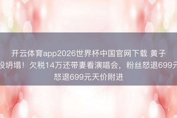 开云体育app2026世界杯中国官网下载 黄子韬东谈主设坍塌！欠税14万还带妻看演唱会，粉丝怒退699元天价附进