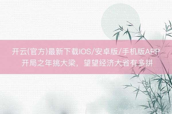 开云(官方)最新下载IOS/安卓版/手机版APP 开局之年挑大梁,望望经济大省有多拼