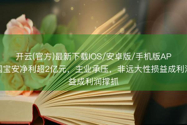 开云(官方)最新下载IOS/安卓版/手机版APP 中国宝安净利超2亿元，主业承压，非远大性损益成利润撑抓
